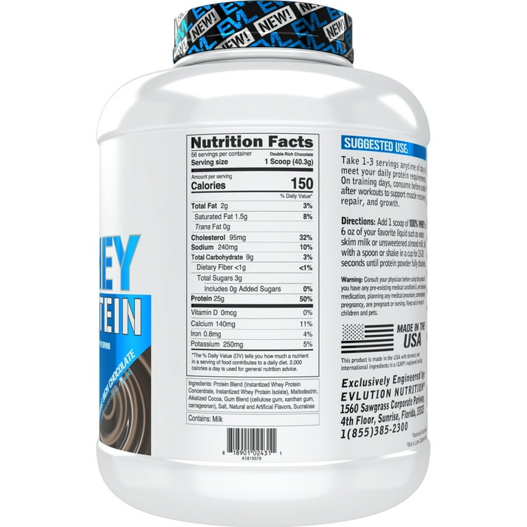 Evlution Nutrition 100% Whey Protein バニ Evlution Nutrition 100% Whey Protein Powder 5 LB - Low Carb