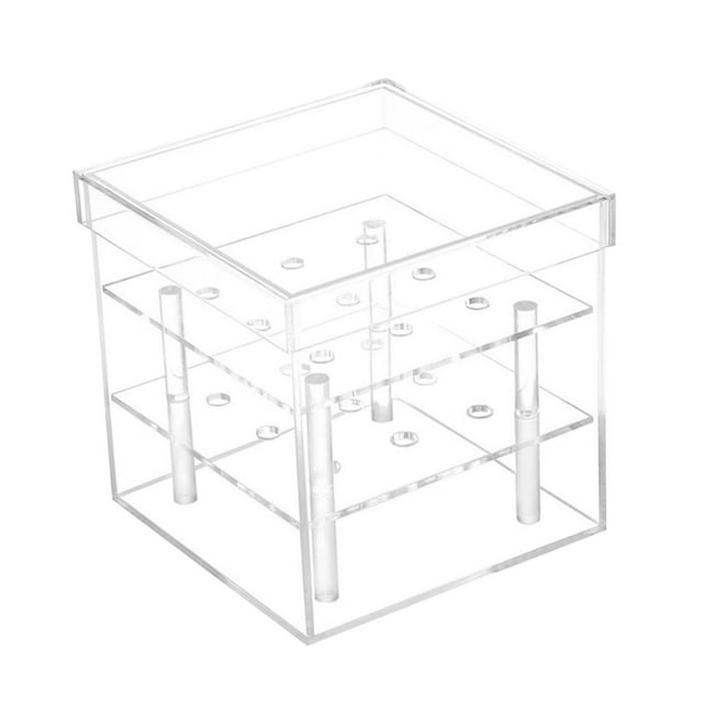 Florero de acrílico transparente, organizador de maquillaje y cosméticos, caja de almacenamiento de flores inmortales 9 hoyos