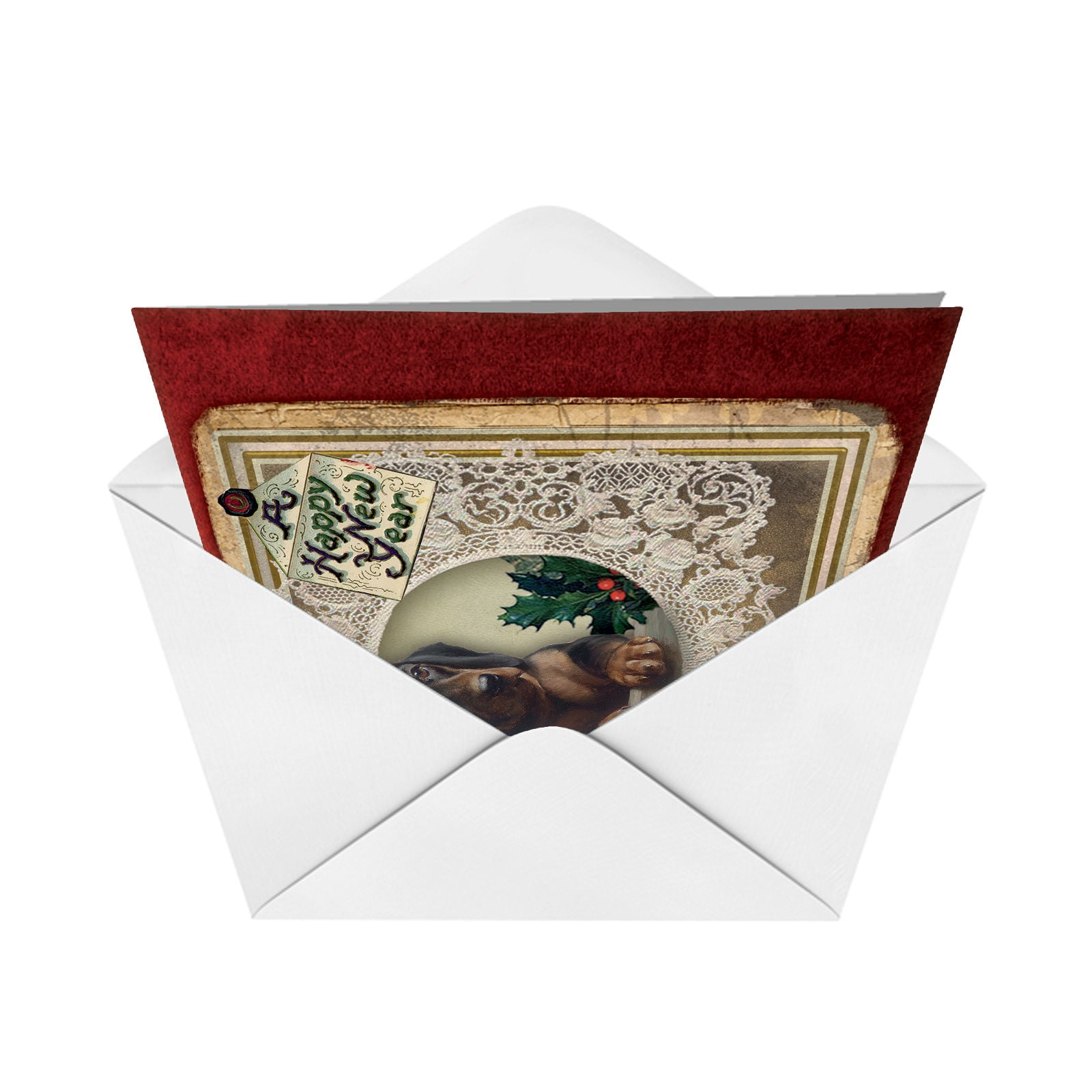 NobleWorks - 12 New Year Cards Boxed (1 Design, 12 Cards) - Lacy Holidays B1760GNYG (Greeting Card)