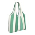 thumbnail image 2 of Single Shoulder Commuter Canvas Bag Large Capacity Can Be Carried Or Shoulder Storage For Daily Shopping Trips Lightgreen Stripe_1, 2 of 7
