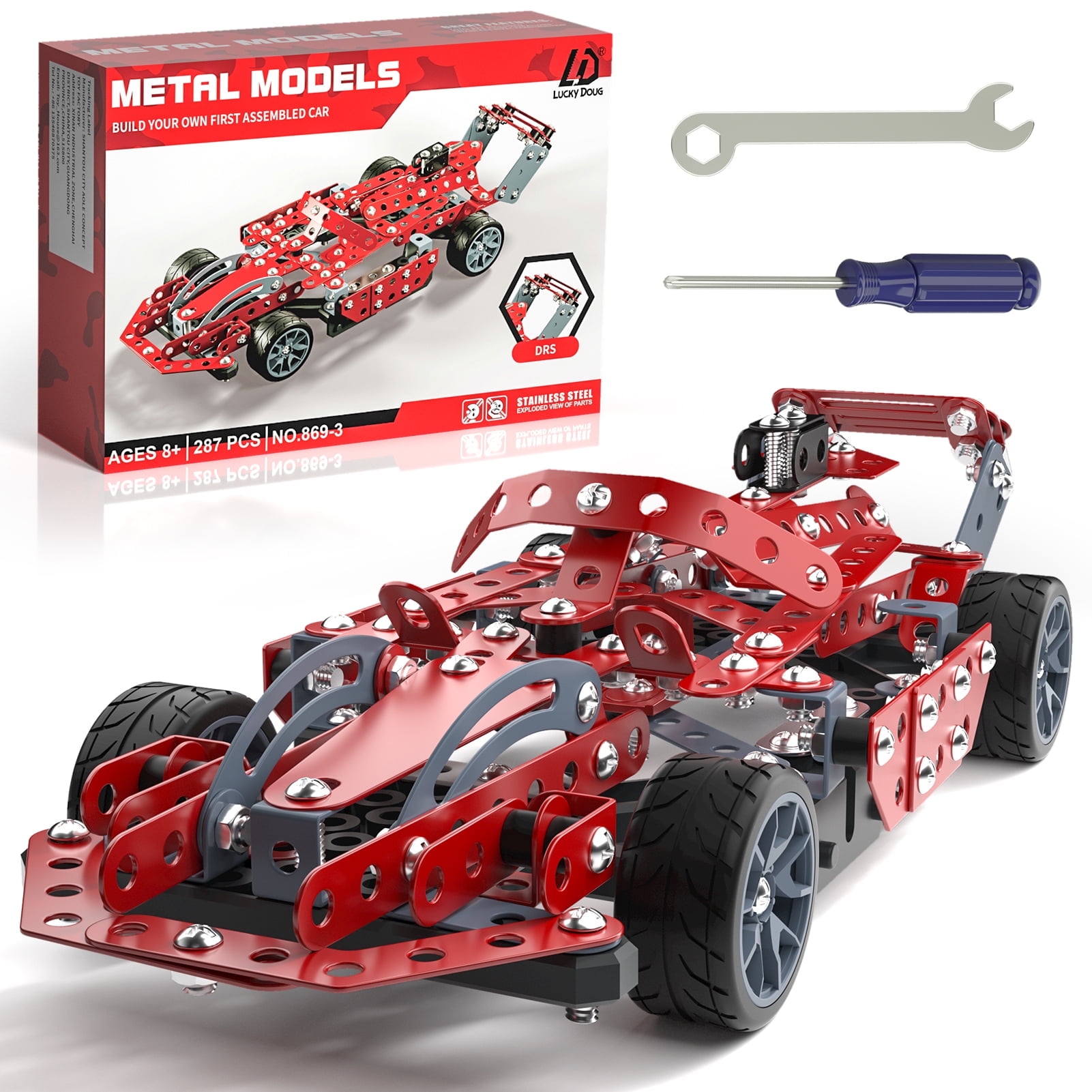 KukuFun 287 Pcs Building Kit Model Car Set for Kids Ages 8-12, Stem Project Building Vehicle Toys for Boys 8-11 Years Old