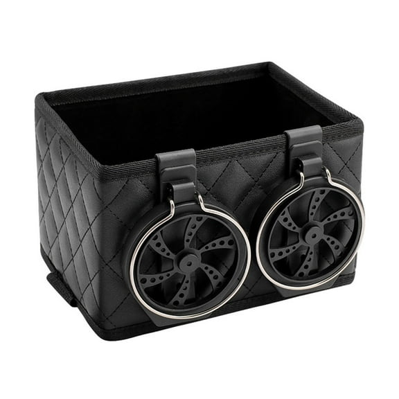 Pebbuoy Car Armrest Storage Box with Cup Holder Large Capacity Wear Resistant Foldable Multifunctional Car Console Side Organizer