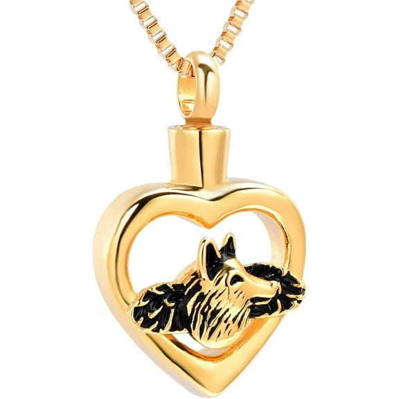 Heart Cremation Jewelry for Ashes Heart Wolf Pendant Locket Stainless Steel Keepsake Memorial Funeral Urn Necklace for Men Women With Box Chain