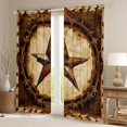 thumbnail image 2 of Manfei Boho Stars Kitchen Curtains,Rustic Farmhouse Lodge Black Out Curtains Pack of 2 (42x63 Each),Cream Brown, 2 of 6