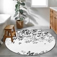 thumbnail image 3 of Round Rug 4Ft Washable Non-Slip, Black Leaves Circle Area Rugs for Living Room Bedroom, Summer Botanical Indoor Floor Mats Carpet Runner for Home Decor Aesthetic, 3 of 8