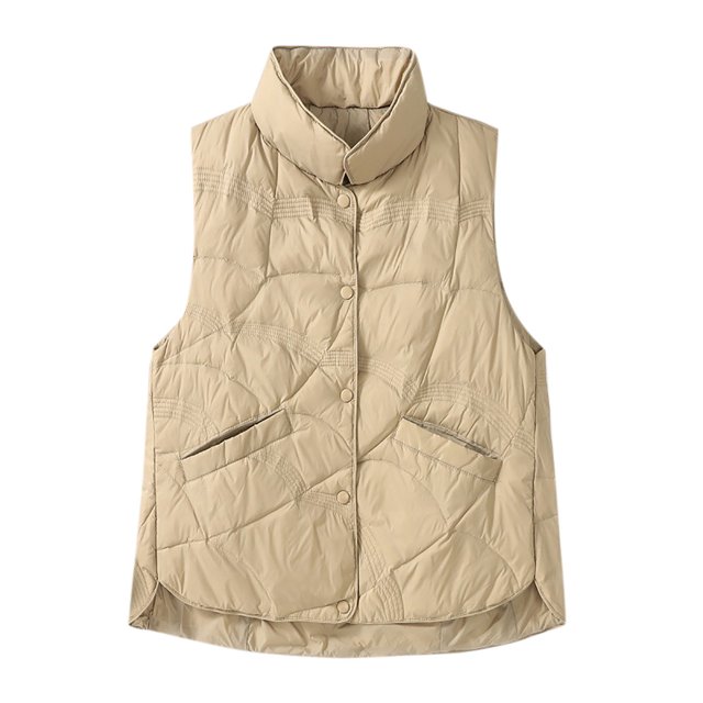 Chaquetas y abrigos casuales sin mangas y sin capucha Chaqueta ligera de plumón para mujer Chaleco de invierno corto ajustado de talla grande para mujer Abrigo con cremallera interna para mujer