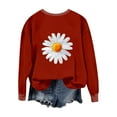 thumbnail image 5 of UTSJKR Color Block Sweatshirts for Women Daisy Printed Loose Crewneck Pullovers Long Sleeve Cute Graphic Tees Casual Tunic Blouse Red L, 5 of 7
