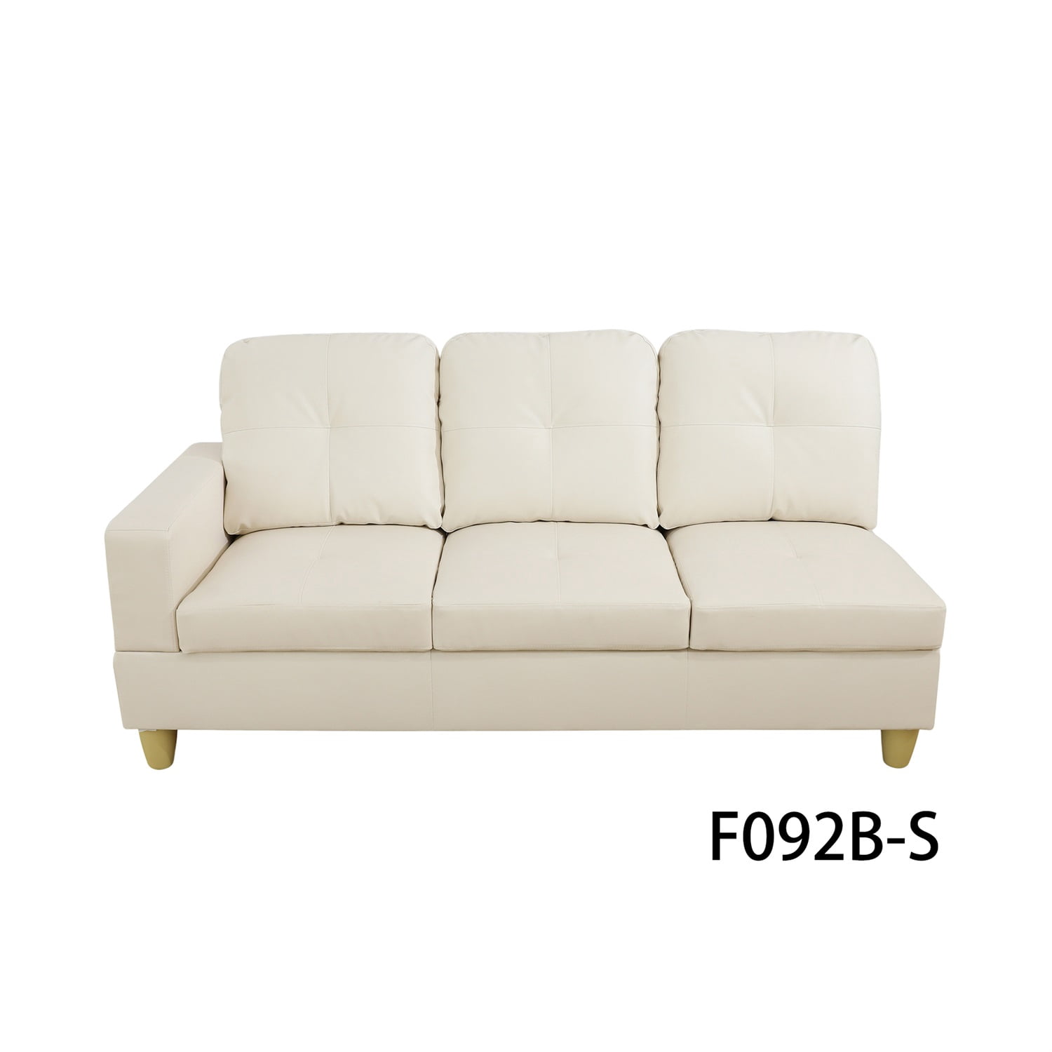 Hommoo Faux Leather L-Shaped Sectional Sofa, Modern 4-Seat Couches and Sofas Set, Living Room Furniture Sets for Home& Office, White(No Ottomans)