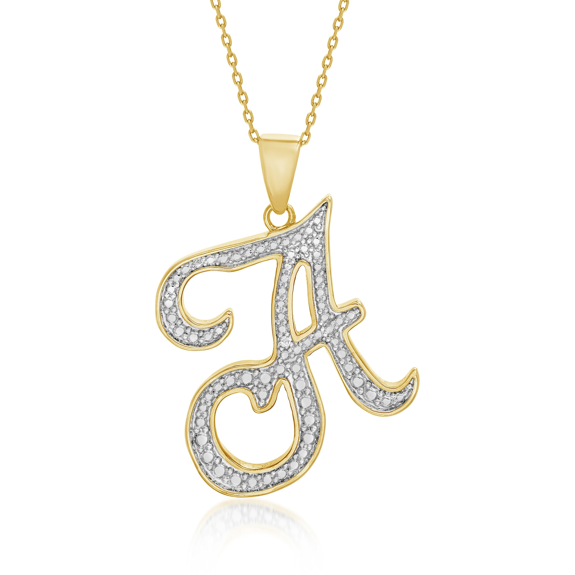 Lumineux Genuine Diamond Accent Initial Necklace For Women In 18K 