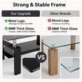 thumbnail image 5 of Glass Coffee Table with Lower Shelf, Holaki Modern Rectangular Tempered Glass Center Table with Metal Legs for Living Room, Black, 5 of 8