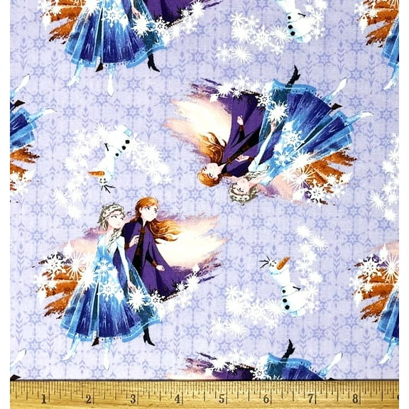 1/2 Yard - Disney Frozen Elsa & Anna on Lavender Cotton Fabric (Great for Quilting, Sewing, Craft Projects, Throw Pillows & More) 1/2 Yard X 44" Wide
