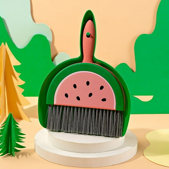 Mini Watermelon Lemon Small Hand Dustpan and Brush Kit, Mini Dustpan and Broom Set, Cute Fruit Shape Table Crumb Sweeper Cleaning Tools for Desk, Countertop, Sofa, Key Board Office, Kitchen