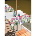 thumbnail image 2 of Outdoor Tablecloths with Umbrella Hole & Zipper, Tulips Spring Floral 60x60 Inch Square Tablecloths, Pastoral Flowers Butterfly Farmhouse Waterproof Table Cloth, Patio/Pool/Picnic Table Covers, 2 of 8