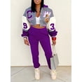 thumbnail image 2 of LW Plus Size Autumn Two pieces set Crop coat Letter Decor Top +solid Pants Set women warm Hoodie jacket & pants 2pcs set, 2 of 7