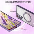 thumbnail image 3 of Clear  Case for Samsung Galaxy S21 5G with Gradient Glitter Peice(2 in 1), Luxury Plating Cute Bling Sparke Shockproof TPU Protective Phone Case for Women Girls-Purple, 3 of 16