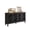 1-2 Shelves + Brushed + Black + Primary Living Space + American Design,Rustic + Solid Wood+MDF + Solid Wood+MDF, variant on Vintage Hollow-Carved Accent Cabinet, 2-Door Display Storage Sideboard with Symmetrical Floral Design, Adjustable Shelf and Solid Wood Legs for Living Room Entryway(Antique Blue)