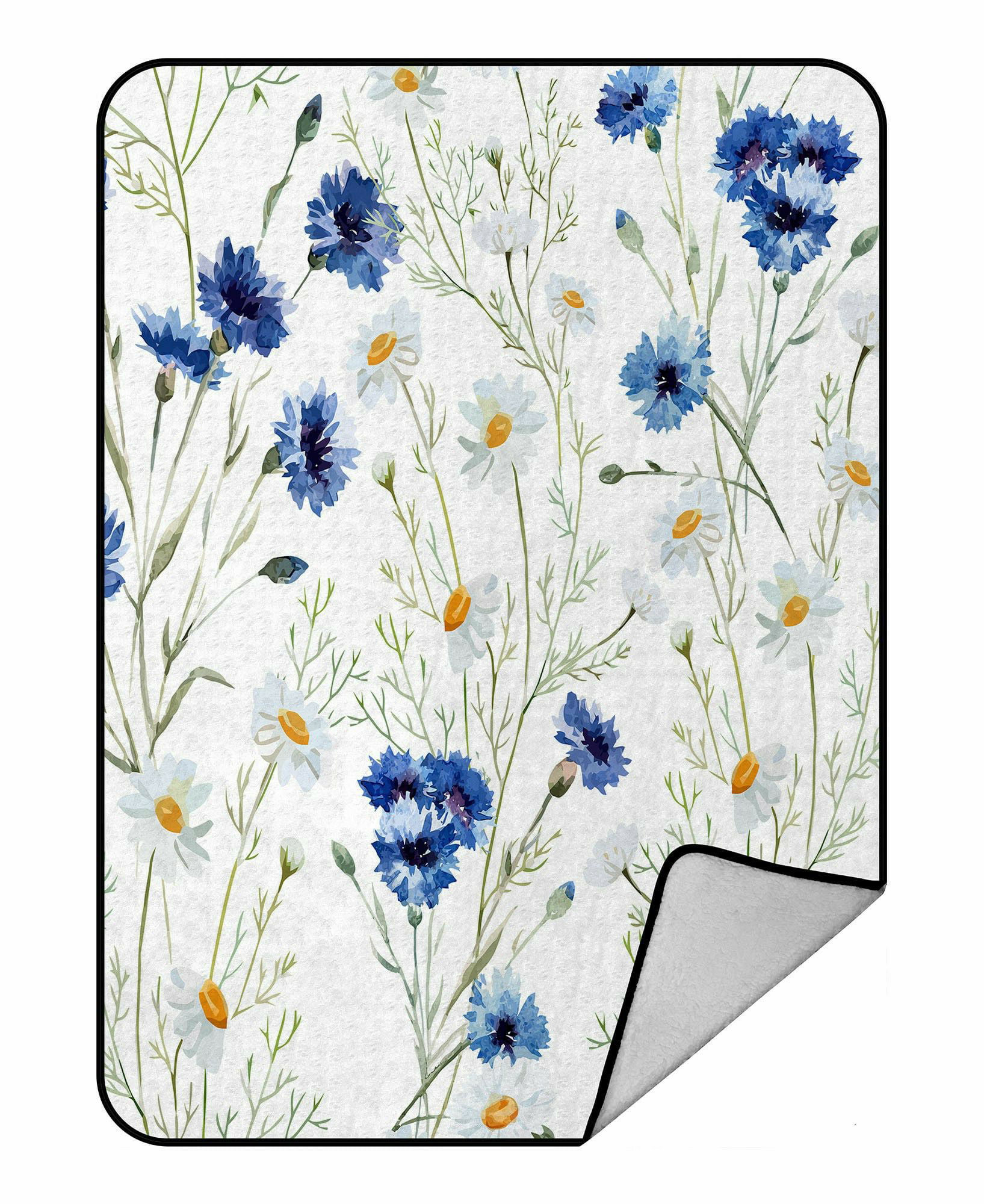 Daisy Blossom Botany Spring Bouquets Summer Flourishing Petals Print Azure Blue and Night Blue 70 x 90 Cozy Plush for Indoor and Outdoor Use Ambesonne Flower Soft Flannel Fleece Throw Blanket