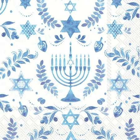 Boston International - 3-Ply 5" Cocktail Napkins - Hanukkah