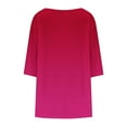 thumbnail image 5 of Viluyesy Plus Size 3/4 Sleeves T-Shirt Women Round Neck Shirt Tops Loose Blouse Hot Pink Size 2XL, 5 of 6