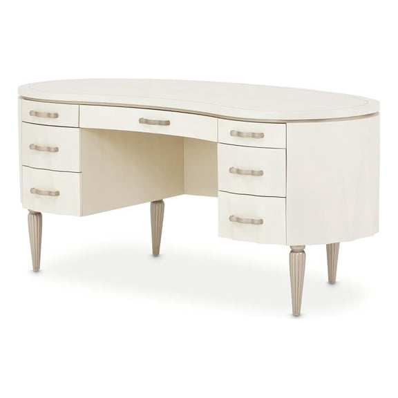 MICHAEL AMINI London Place Transitional Wood Desk in Creamy Pearl