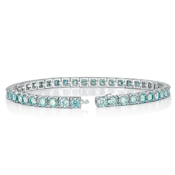 4-5mm Moissanite Tennis Bracelets 6-7 Inches D Color VVS1 clarity Diamond Bracelet S925 Sterling Silver Blue Green Moissanite Bracelet for Women with Certificate