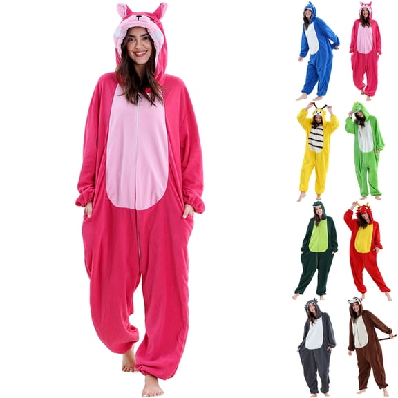 Feancey Animal Onesies for Women Cute Plush Hooded Rompers Zipper Front Casual One Piece Pajamas Unisex Winter Fleece Pjs Loungewear Green XL