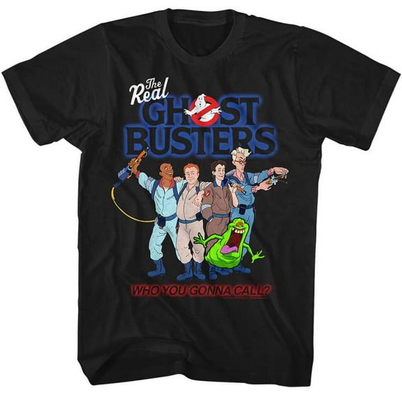 The Real Ghostbusters Group3 Black Adult T-Shirt