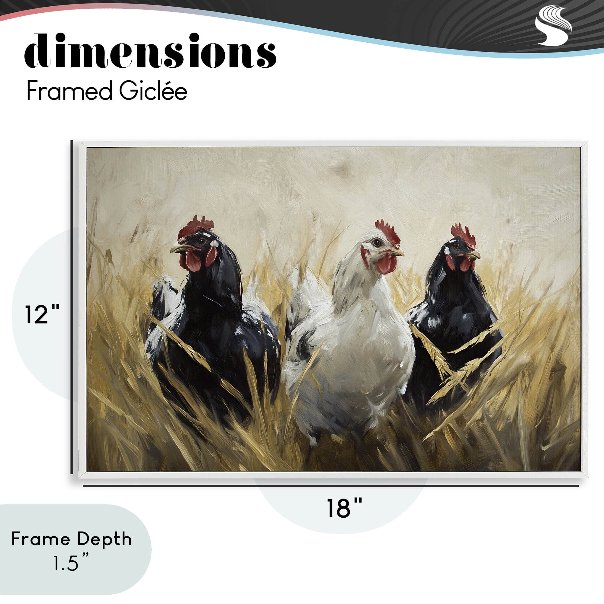Stupell Industries Chickens In Wheat Field White Framed Giclee Art, design by Tina LeCour