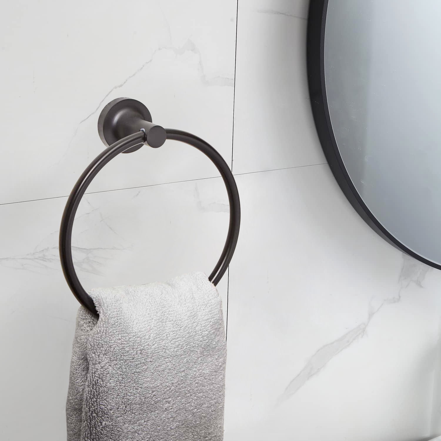 Better Homes & Gardens Clean Modern Wall Mount Towel Ring, Matte Black