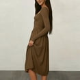 thumbnail image 5 of Womens Spring Dress 2026 - Square Neck Long Sleeve Casual A-Line Flowy Elegant Wedding Guest Party Midi Dress, 5 of 5