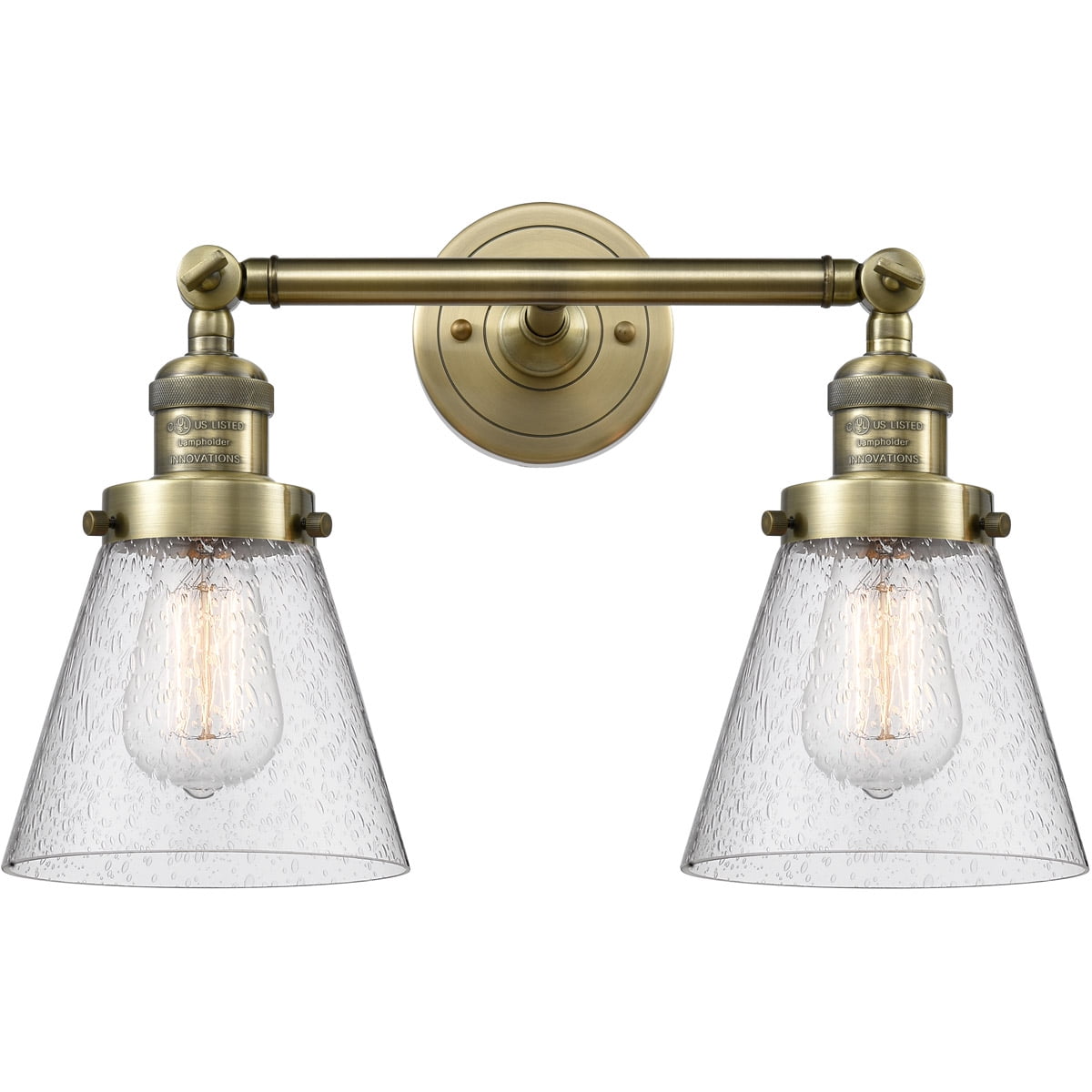 Bathroom Vanity 2 Light Fixtures With Antique Brass Finish Cast Brass