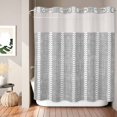 thumbnail image 2 of No Hook Shower Curtain, Light Gray Striped Shower Curtains for Bathroom with See Through Top Window, Modern Minimalist Stripe Lines Grey Waterproof & Washable Bath Curtain 66"x72", 2 of 9