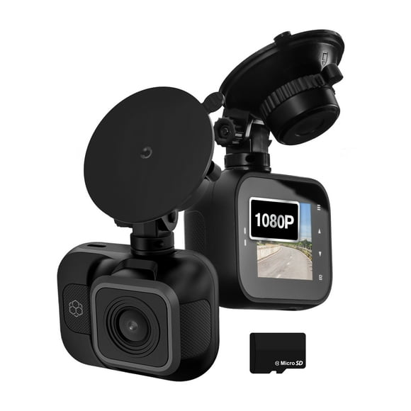 YADA Roadcam 1080p Compact Dash Cam with G-Sensor Smart Collision Detection, Motion Sensor Built-in, Full-HD Night Parking Surveillance, Easy Windshield Mount, BT533146F