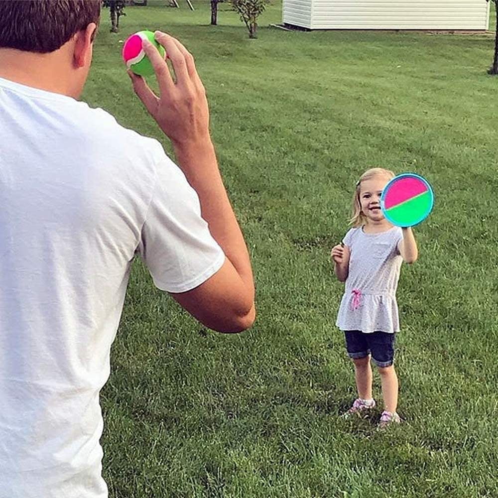 Baweave Toss and Catch Ball Game Set 8 Discs & 8 Balls Velcro Catching Ball Set Beach Games Yard Games Suitable for Family Teens Adults