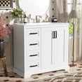 thumbnail image 3 of 36 inch White Bathroom Vanity with Ceramic Sink, Soft-Close Doors, 3 Drawers & Adjustable Shelf, Freestanding Storage Cabinet for Small Bathrooms, 3 of 9
