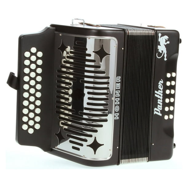hohner panther g/c/f 3-row diatonic accordion - black 