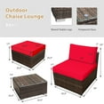 thumbnail image 2 of Gymax Ensemble de Mobilier de Patio Extérieur 5 Pcs avec Table à Café, Ottoman, Coussin Rouge, 2 of 10
