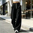 thumbnail image 6 of Akmaiox Wide Leg Sweatpants for Women, Plus Size Drawstring Waist Workout Joggers with Pockets, Casual Comfy Outdoor Hiking Pants, 6 of 7