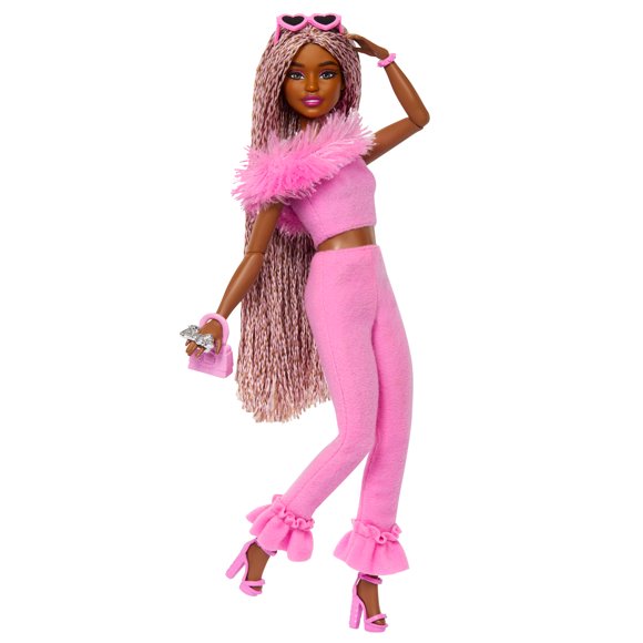 Barbie Style de Luxe Poupée 4, combinaison rose, cheveux tressés
