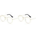 thumbnail image 1 of 2X Gafas de de Impresión de Metal Redondo Grande Unisexo Gafas Decorativas Lentes Claras Ligeras Gafas Retro para Hombre Mujer Oroy Negro, 1 of 3