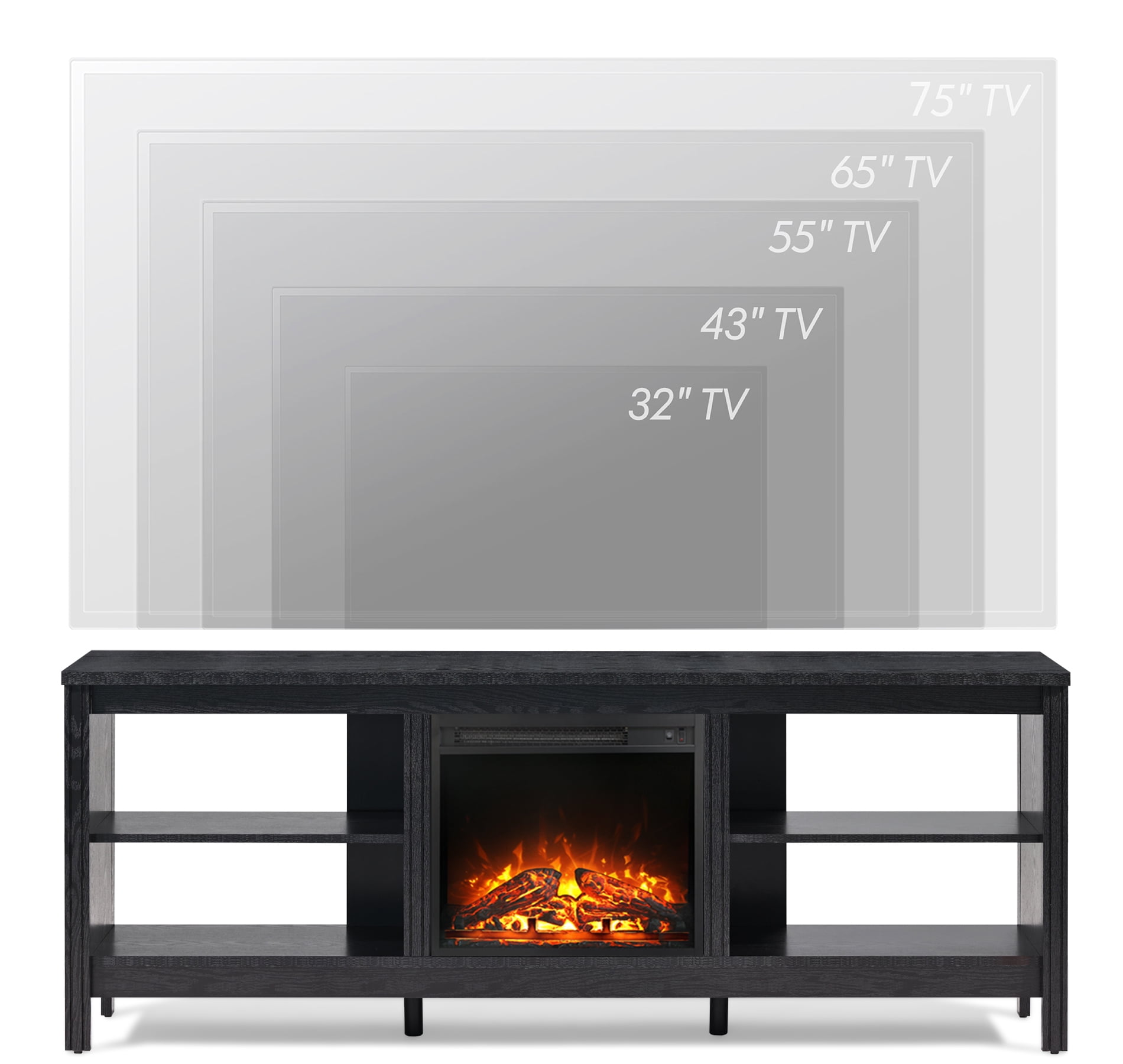 Fireplace TV Stand  for TV's up to 75 Inch, 16 Changable LED Lights Entertainment Center for Living Room Bedroom, 70 inch, White