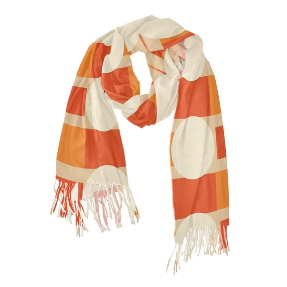 FORMRS Womens Scarf Winter Soft Long Big Warm Shawls Wrap Tassel Scarves, Beige Geometric Circles