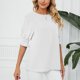 thumbnail image 4 of Top de manga corta con cuello redondo para mujer, blusa holgada informal de Color puro con manga con volantes para citas, 4 of 8