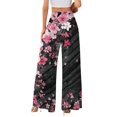 thumbnail image 4 of Clossjun Womens Pants Beach Flowy Wide Leg Daily Wear Palazzo SweatPants Summer Floral Trousers Vacation Boho Athletic Pants, 4 of 4