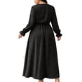 thumbnail image 5 of Aimik Women's V-Neck Long Sleeve Polka Dot Maxi Dress Elastic Waist Side Slit Flowy A-Line Swing Dress, 5 of 6