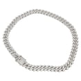 thumbnail image 3 of Collar de 19,7 pulgadas con rombos y diamantes de imitación, cadena de doble capa genial para hombres y mujeres, plata, 3 of 15