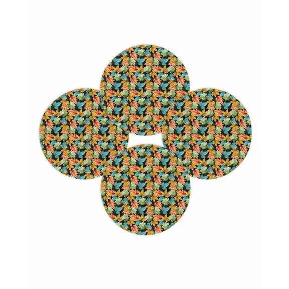 Fall Round Placemats Set of 4 Maple Leaf Place Mats Thanksgiving Woven Placemat Orange Blue Green Leaves Circle Braided Table Mat for Kitchen Dining Table Autumn Party Home Decor 15 Inch
