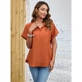 thumbnail image 2 of HOWCOME Button Down Shirts for Women Short Sleeve Business Casual Work Blouses(Rust Brown,Medium), 2 of 5