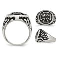 thumbnail image 3 of Bague en Acier Inoxydable Vieilli pour Hommes avec Croix, 3 of 4
