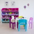 thumbnail image 6 of Humble Crew Forever Toddler Lightweight Plastic Table and 4 Chairs Set, Square White Table & Pink/Purple/Turquoise/Green Chairs, 6 of 8